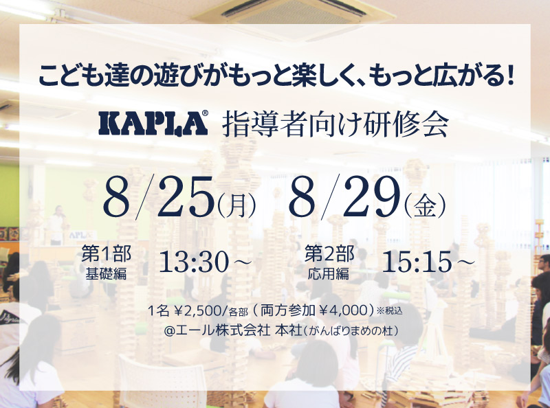 【開催情報】KAPLA指導者向け研修会2025年 夏（近畿幼保教育施設様 限定）